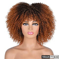 Natural Brown Afro Kinky Curly Human Hair Wig with Bangs
