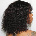 Short Curly Glueless Human Hair Wig with Bangs
