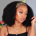 Afro Kinky Curly Human Hair Headband Wig