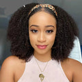 Afro Kinky Curly Human Hair Headband Wig