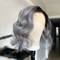 Ombre Silver Grey Synthetic Pre Plucked Wig