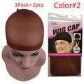 2Pcs Hair Cap Net Mesh For Weave Black Brown Stretch Mesh Wig Caps For Making Wigs Free Size Hairnets Caps