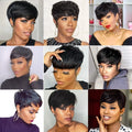 Pixie Cut Human Hair Wig With Bangs