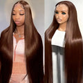 Chocolate Brown Straight Human Hair Wig