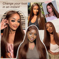 Chocolate Brown Straight Human Hair Wig