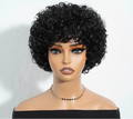 Short Silver Gray Curly Bob 100% Human Hair Wig