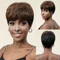 Brown Straight Human Hair Wig With Bangs