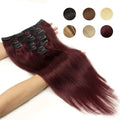 Burgundy Brazilian Remy Straight Hair Clip Hair Extensions