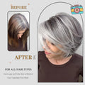 Bright Silver-Gray Layered Bob Wig with Curtain Bangs, Suitable for Women, Synthetic Light Gray Bright Bob Wig, Short Gray Layered Synthetic Wig, Suitable for Black Women (Silver-Gray Mixed Highlights)