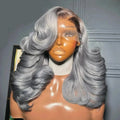 Ombre Silver Grey Synthetic Pre Plucked Wig