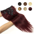 Burgundy Brazilian Remy Straight Hair Clip Hair Extensions