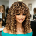 Ombre Water Wave Short Bob Wig With Bangs