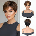 Brown Straight Human Hair Wig With Bangs