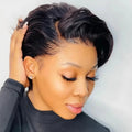 Burmese Hair Side Part Pixie Cut Straight Wig