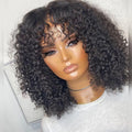 Short Curly Glueless Human Hair Wig with Bangs