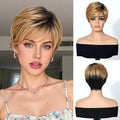 Brown Straight Human Hair Wig With Bangs