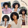 Short Curly Glueless Human Hair Wig with Bangs