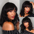 Wavy Bob Wig with Bang - Human Hair 100% Brazilian