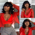 Wavy Bob Wig with Bang - Human Hair 100% Brazilian