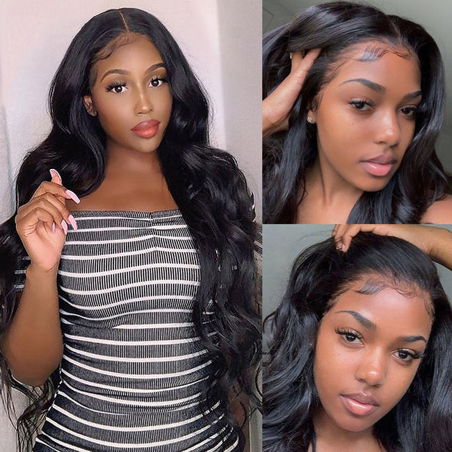 100% Brazilian Body Wave HD Lace Front Pre-plucked Wig (up to 32in)