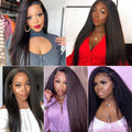 Kinky Straight Pre-plucked Lace Front Human Hair Wig with Baby Hair up to 32 inches
