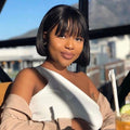 "Sheila" Short Bob Wig With Bangs Straight Brazilian Hair
