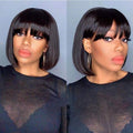 "Sheila" Short Bob Wig With Bangs Straight Brazilian Hair