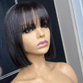 "Sheila" Short Bob Wig With Bangs Straight Brazilian Hair