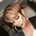 "Hailey" Short Tapered Neck Highlighted Wig