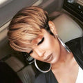 "Hailey" Short Tapered Neck Highlighted Wig