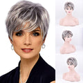 Short Silver (gray) Wigs for Women-Synthetic