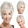 Short Silver (gray) Wigs for Women-Synthetic