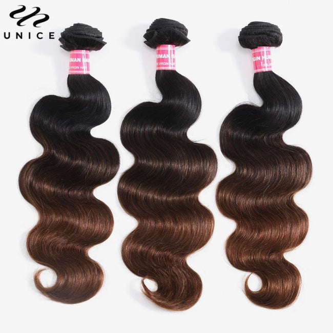 UNice Chestnut Brown Ombre Body Wave Bundles