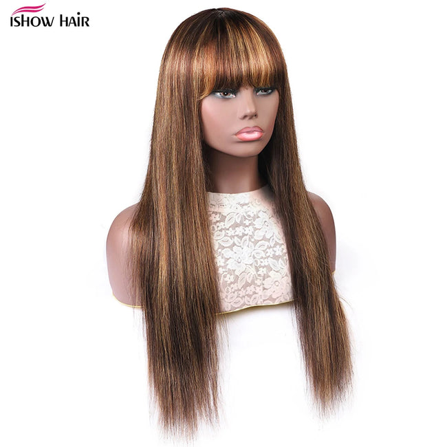 Ishow Highlight Wig With Bangs