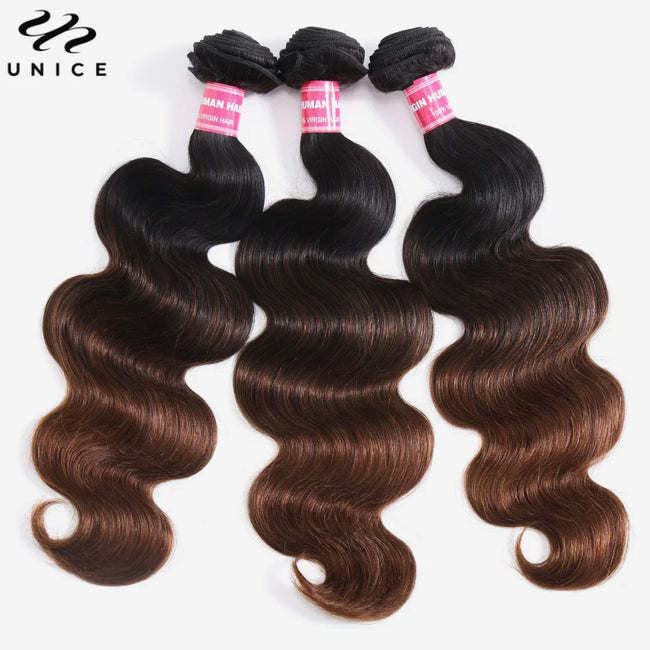 UNice Chestnut Brown Ombre Body Wave Bundles
