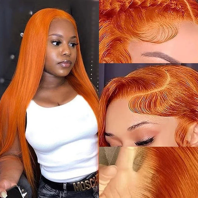 Ginger Orange Straight Human Hair Wig