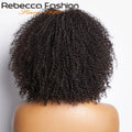 Natural Brown Afro Kinky Curly Human Hair Wig with Bangs