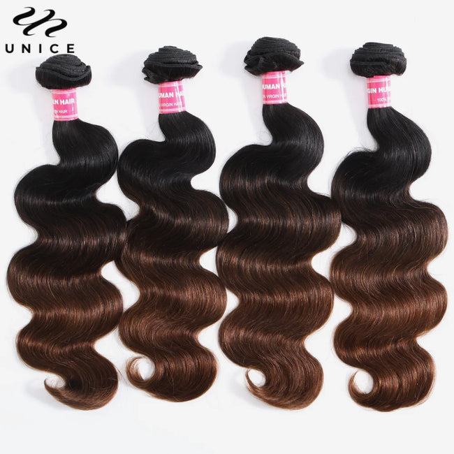 UNice Chestnut Brown Ombre Body Wave Bundles