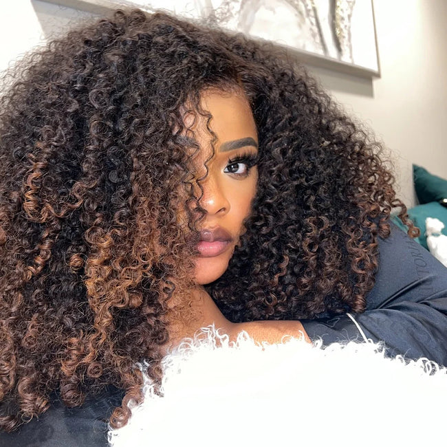 Pre-Styled Layered Ombre Brown Human Hair Wig