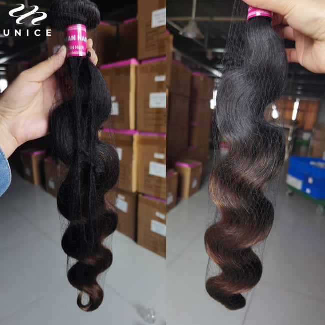 UNice Chestnut Brown Ombre Body Wave Bundles