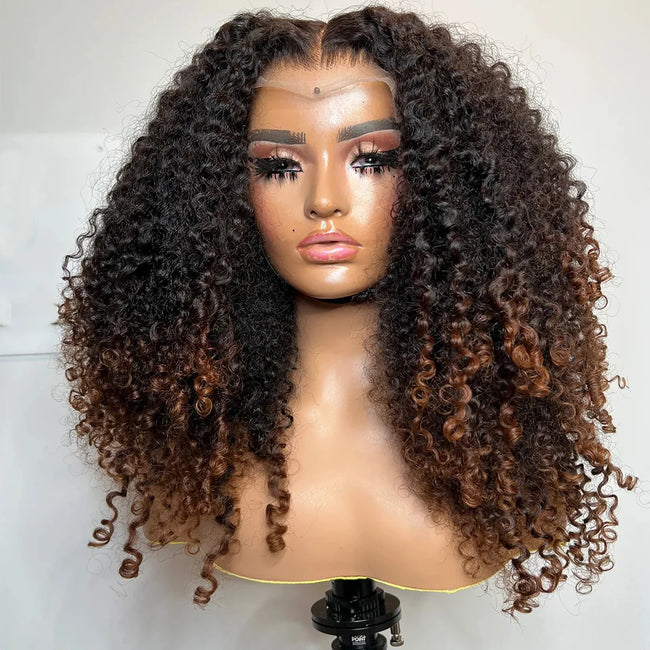 Pre-Styled Layered Ombre Brown Human Hair Wig