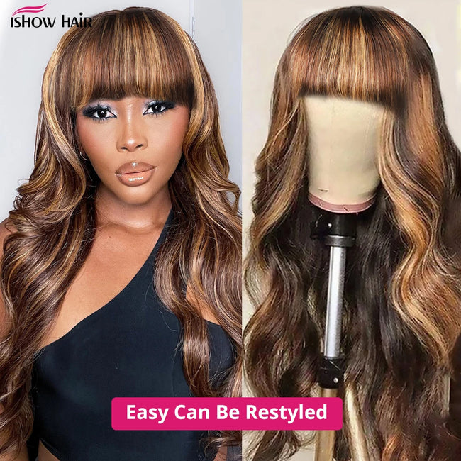 Ishow Highlight Wig With Bangs