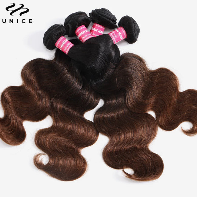 UNice Chestnut Brown Ombre Body Wave Bundles