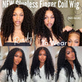 UNice Curly Human Hair Wig With Finger Coil Ends