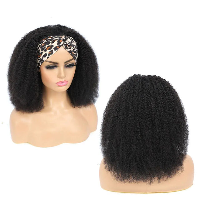 Afro Kinky Curly Human Hair Headband Wig