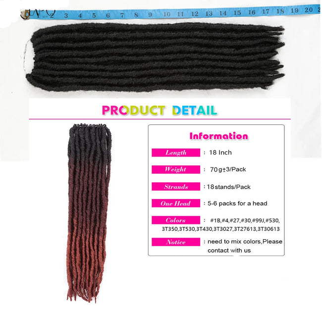 18"Synthetic Faux Locs Crochet Braid