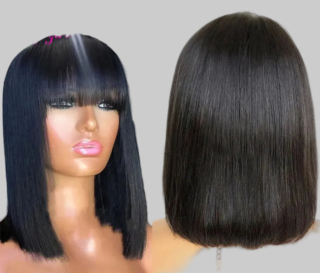 Brazilian Remy Human Hair Bob Wig with Bangs