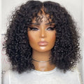 Short Curly Glueless Human Hair Wig with Bangs