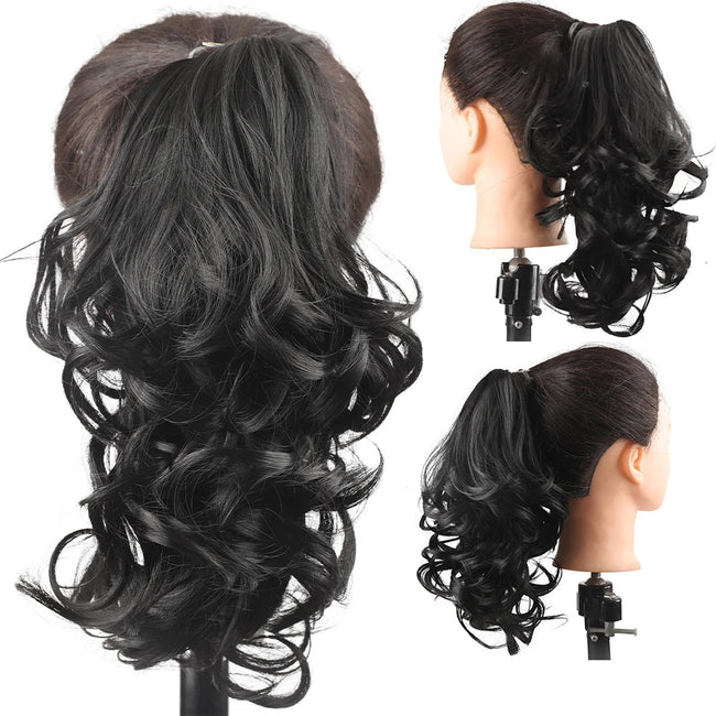 Short Ponytail Synthetic Curly Clip In Hair Extensions