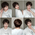Brown Straight Human Hair Wig With Bangs